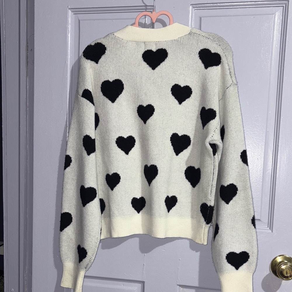 a new day Cream and Black Heart Cardigan - Picture 3 of 4